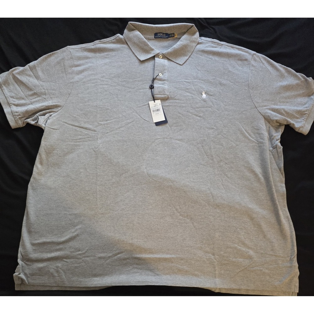 Polo Ralph Lauren Cotton Polo Shirt Men's Big & Tall Gray w/ White Pony 3XLT NWT